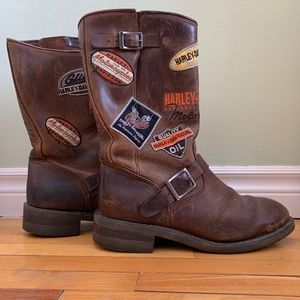 Harley-Davidson Brown Leather Boots with Patches